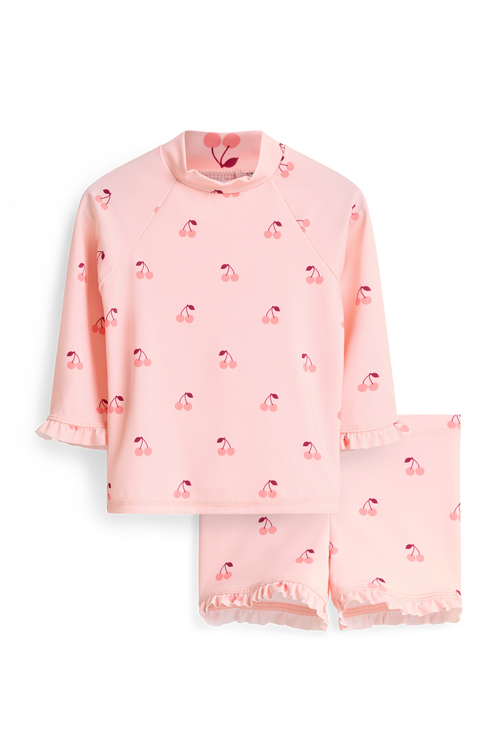 C&A Kirschen-Baby-Bade-Outfit-2 teilig, Rosa, Größe: 80