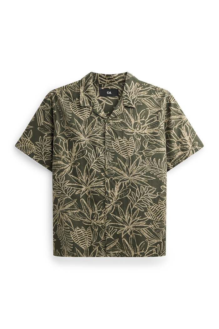 C&A Hemd-Regular Fit-Reverskragen-gemustert, Grün, Größe: 5XL