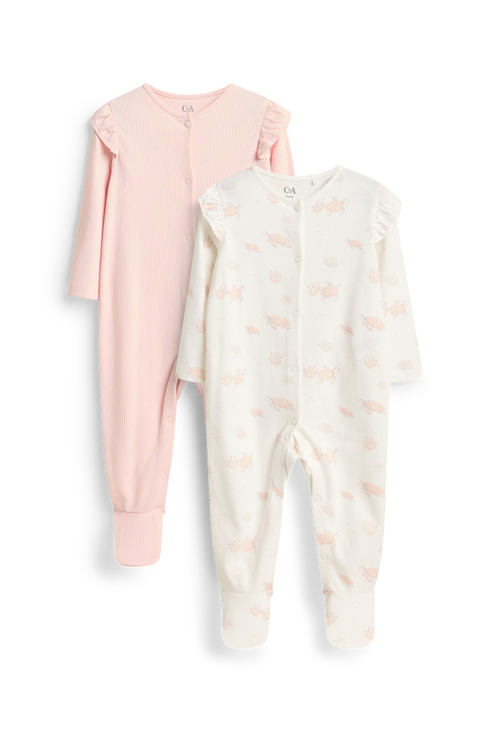 C&A Multipack 2er-Schildkröte-Baby-Schlafanzug, Rosa, Größe: 56