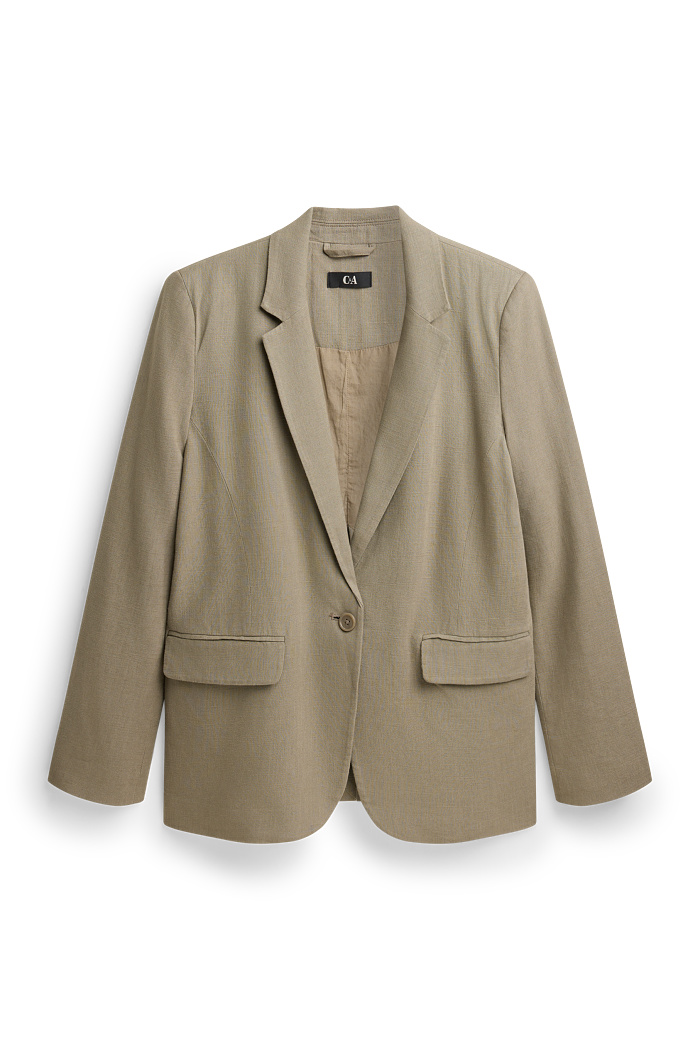 C&A Blazer mit Leinen-Anteil-Relaxed Fit, Braun, Größe: 34