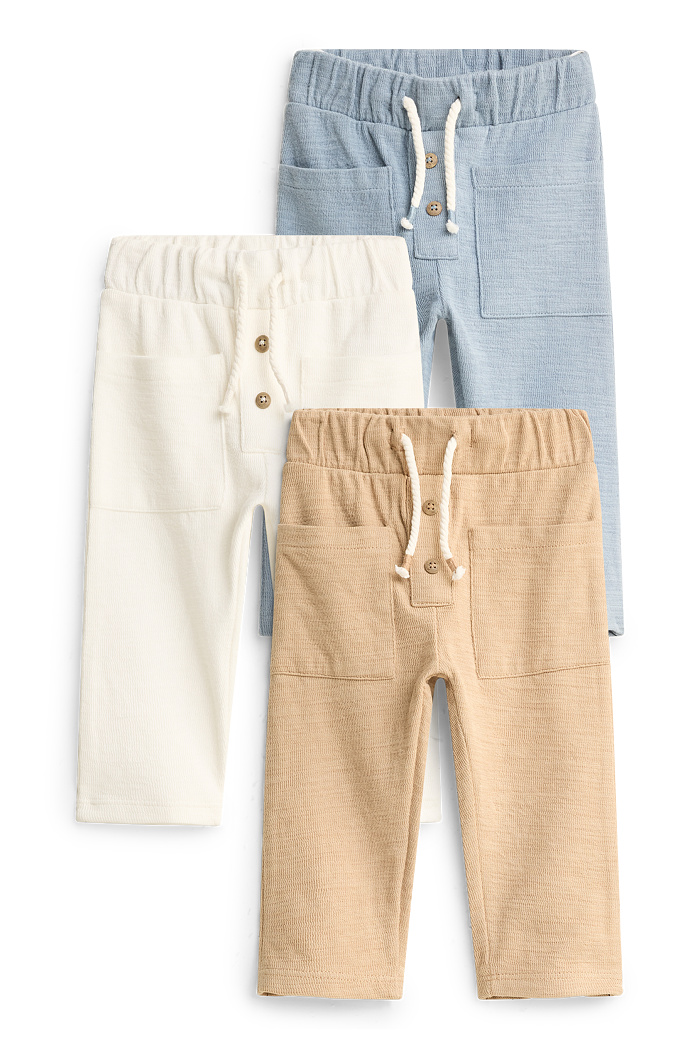 C&A Multipack 3er-Baby-Jogginghose-strukturiert, Beige, Größe: 80