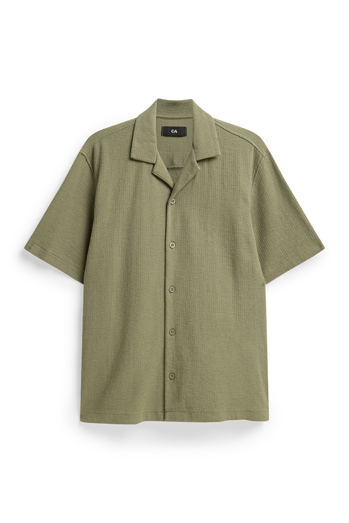 C&A Hemd-Regular Fit-Reverskragen-strukturiert, Grün, Größe: XL
