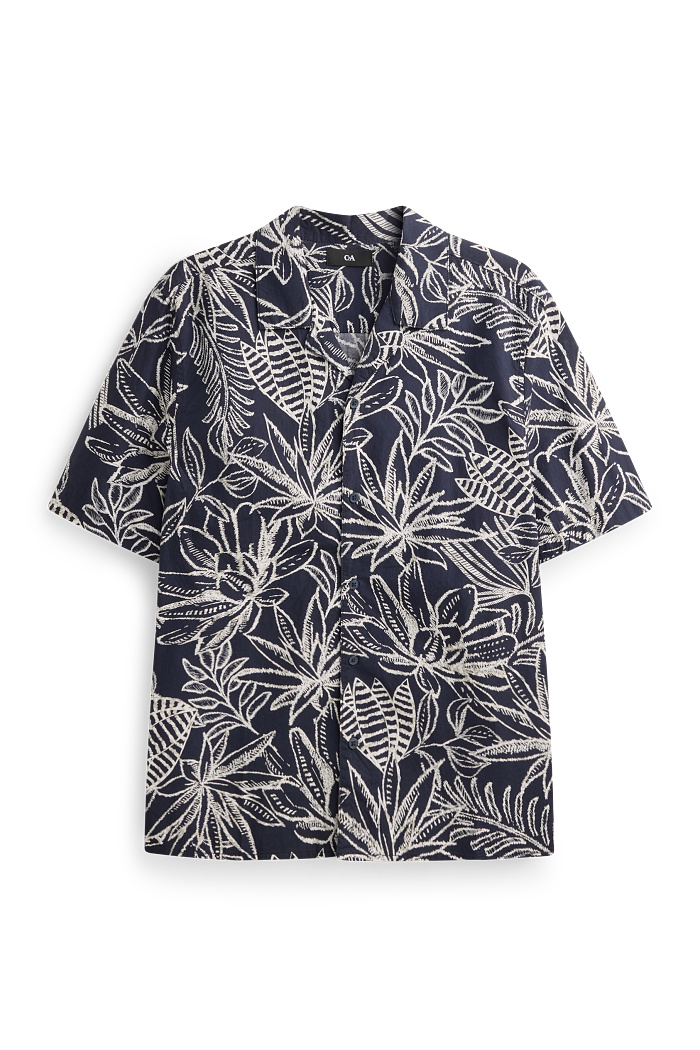 C&A Hemd-Regular Fit-Reverskragen-gemustert, Grün, Größe: XL