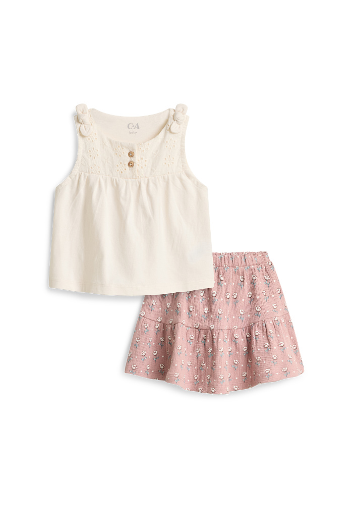 C&A Blümchen-Baby-Outfit-2 teilig, Weiß, Größe: 80