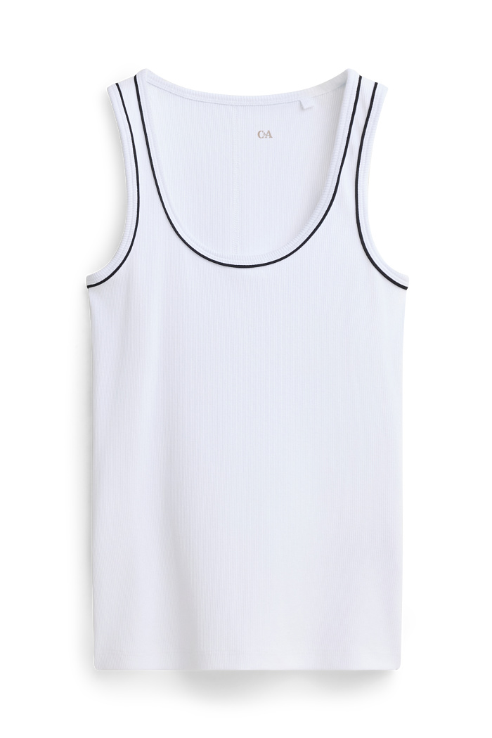 C&A Top-gerippt, Weiß, Größe: XL