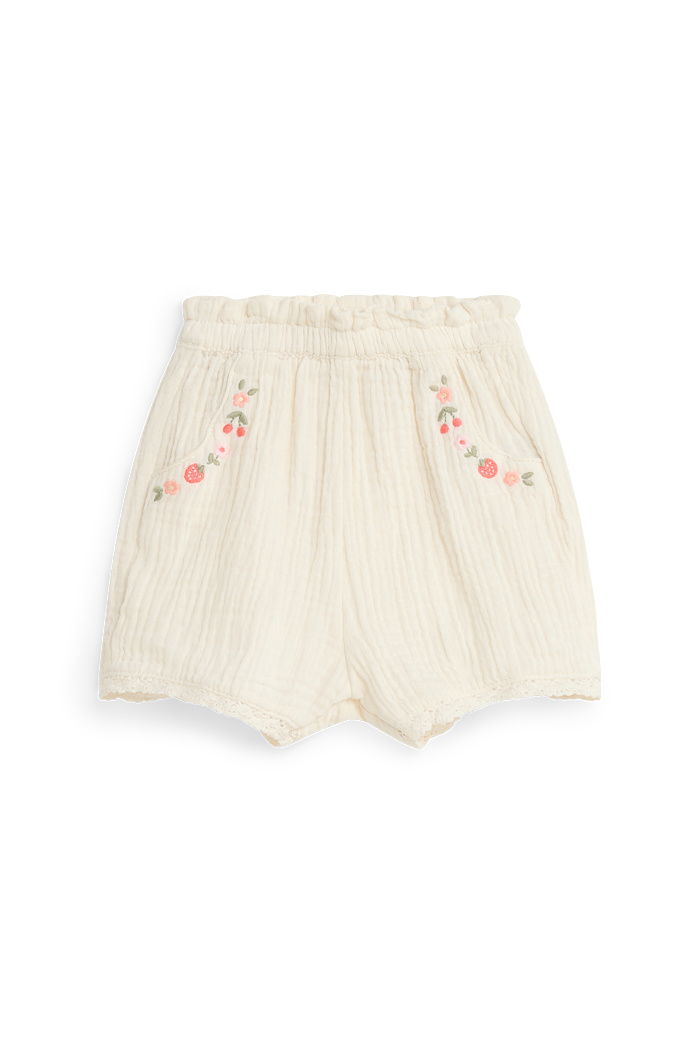C&A Blümchen-Baby-Musselin-Shorts, Weiß, Größe: 80