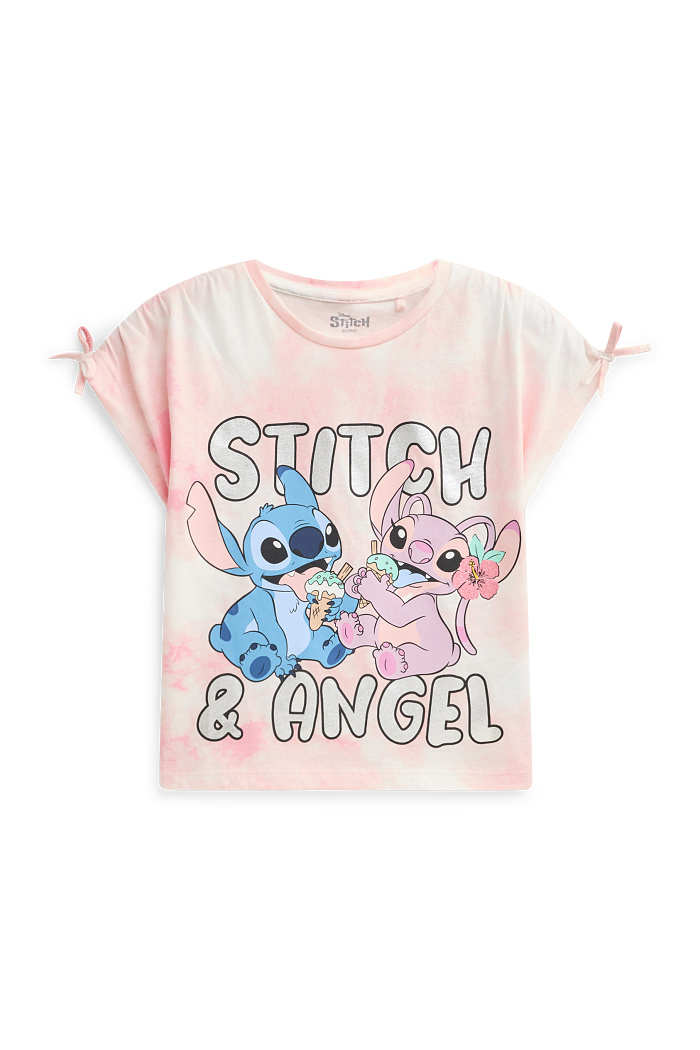 C&A Lilo & Stitch-Kurzarmshirt-Glanz-Effekt-gemustert, Rosa, Größe: 134