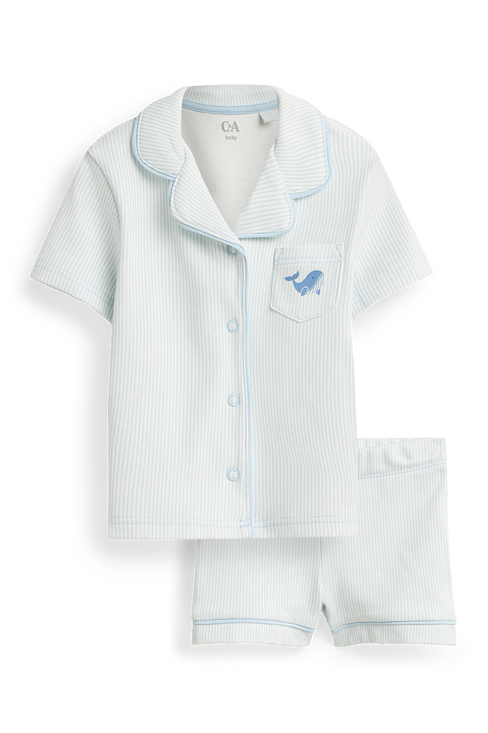 C&A Wal-Baby-Pyjama-2 teilig-gestreift, Blau, Größe: 98
