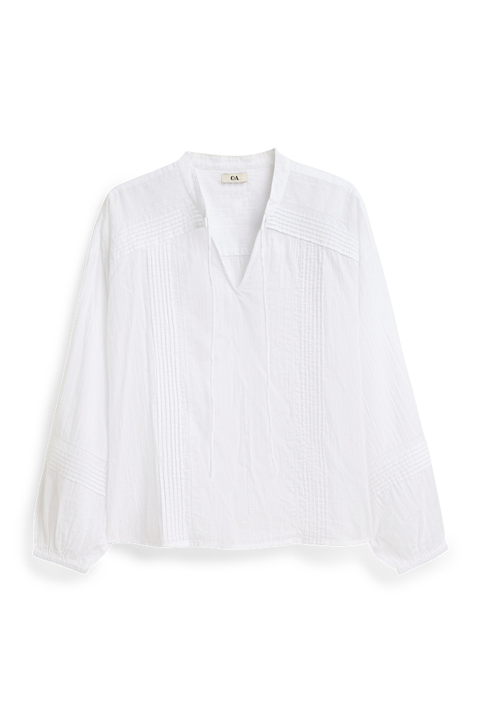 C&A Bluse mit V-Ausschnitt, Weiß, Größe: 44