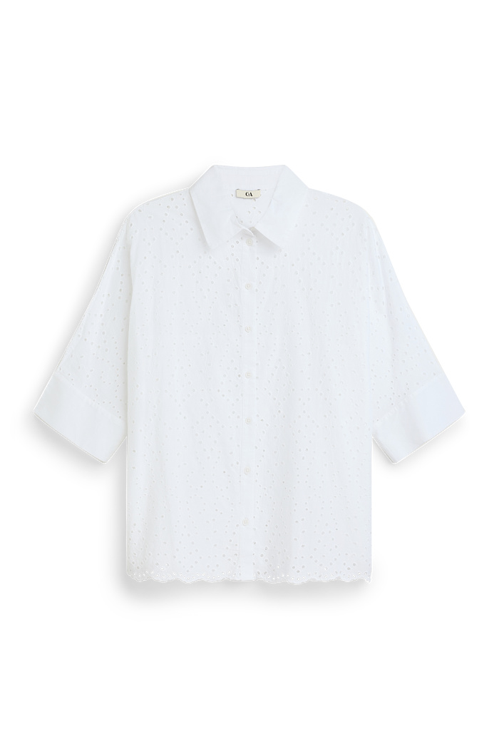 C&A Bluse-Broderie Anglaise, Weiß, Größe: L-XL
