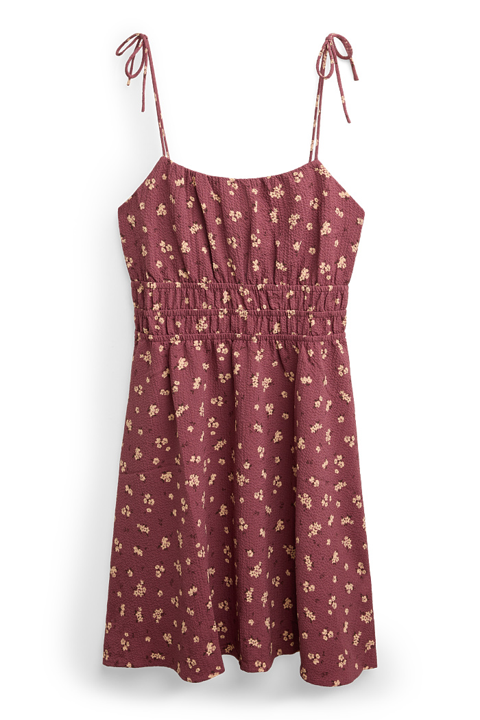 C&A Kleid-geblümt, Rot, Größe: 34