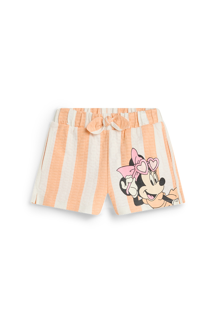 C&A Minnie Maus-Shorts-Glanz-Effekt-gestreift, Weiß, Größe: 140