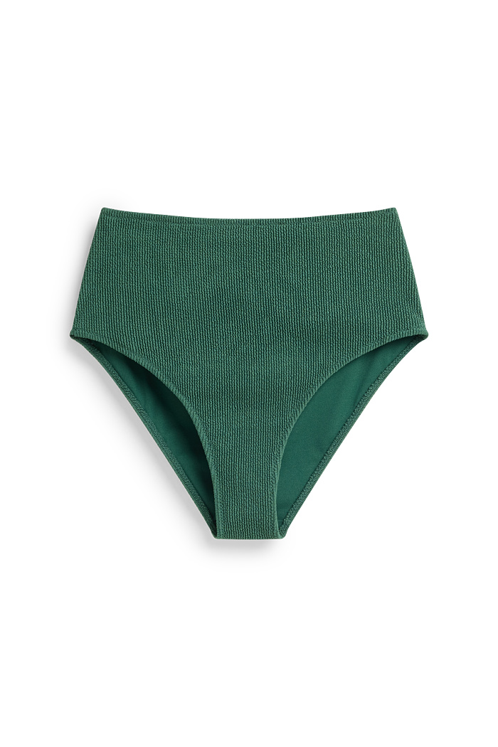C&A Bikini-Hose-High Waist-strukturiert, Grün, Größe: 38