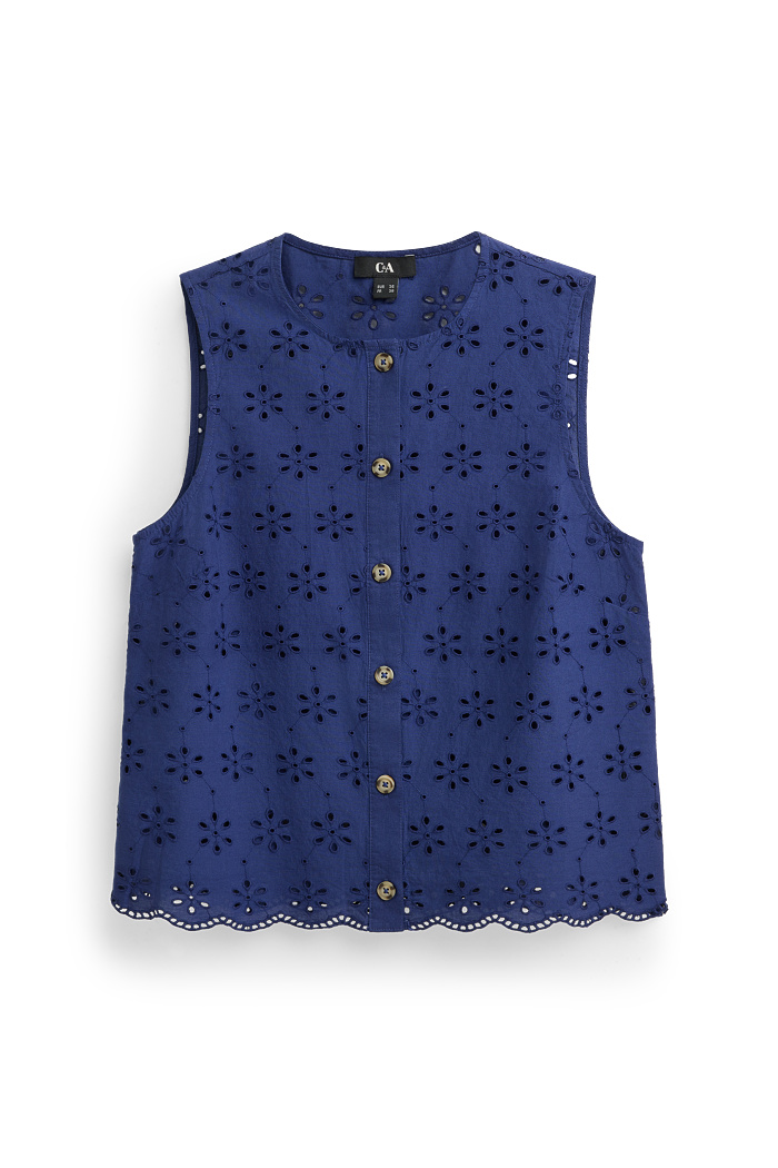 C&A Bluse-Broderie Anglaise, Blau, Größe: 42