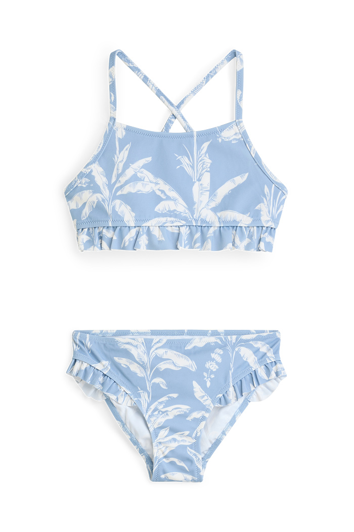 C&A Mini Me-Palme-Mädchen-Bikini-2 teilig, Blau, Größe: 98-104