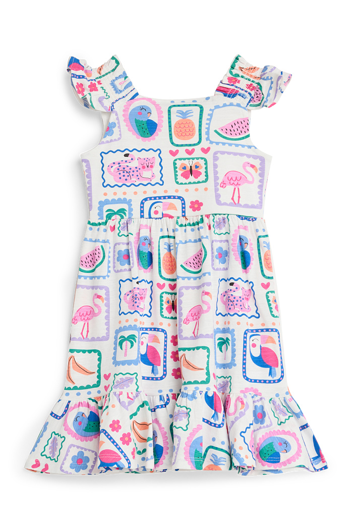 C&A Tiere, Obst und Blumen-Kleid, Bunt, Größe: 116