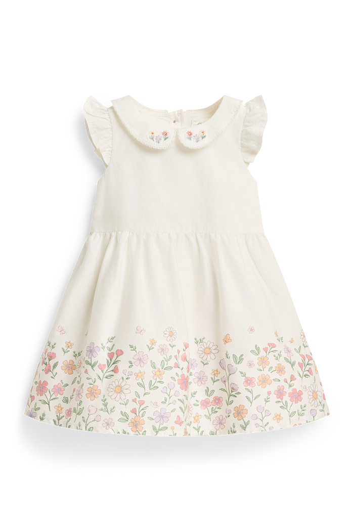 C&A Blümchen-Baby-Kleid, Weiß, Größe: 104