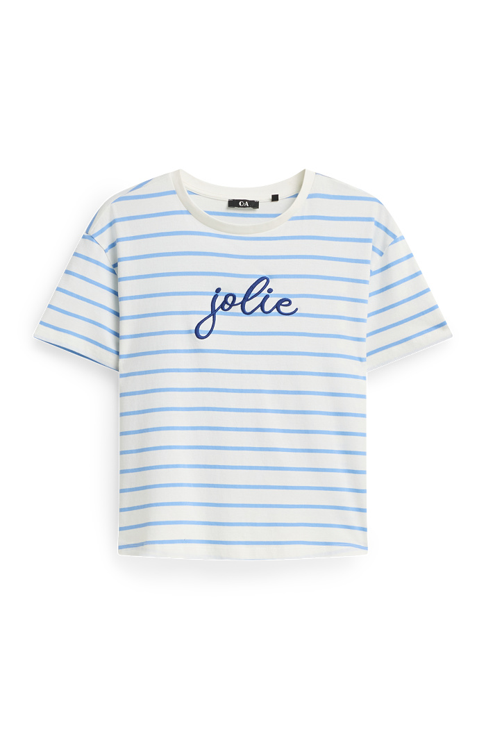 C&A T-Shirt-Relaxed Fit-gestreift, Weiß, Größe: S