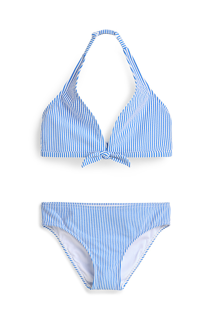 C&A Bikini-2 teilig-LYCRA XTRA LIFE -gestreift, Blau, Größe: 128