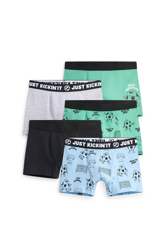 C&A Multipack 5er-Fußball-Boxershorts, Grün, Größe: 110-116