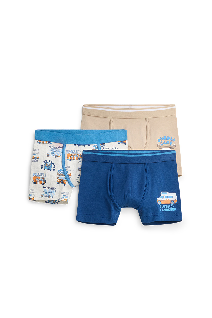 C&A Multipack 3er-Auto-Boxershorts, Blau, Größe: 122-128