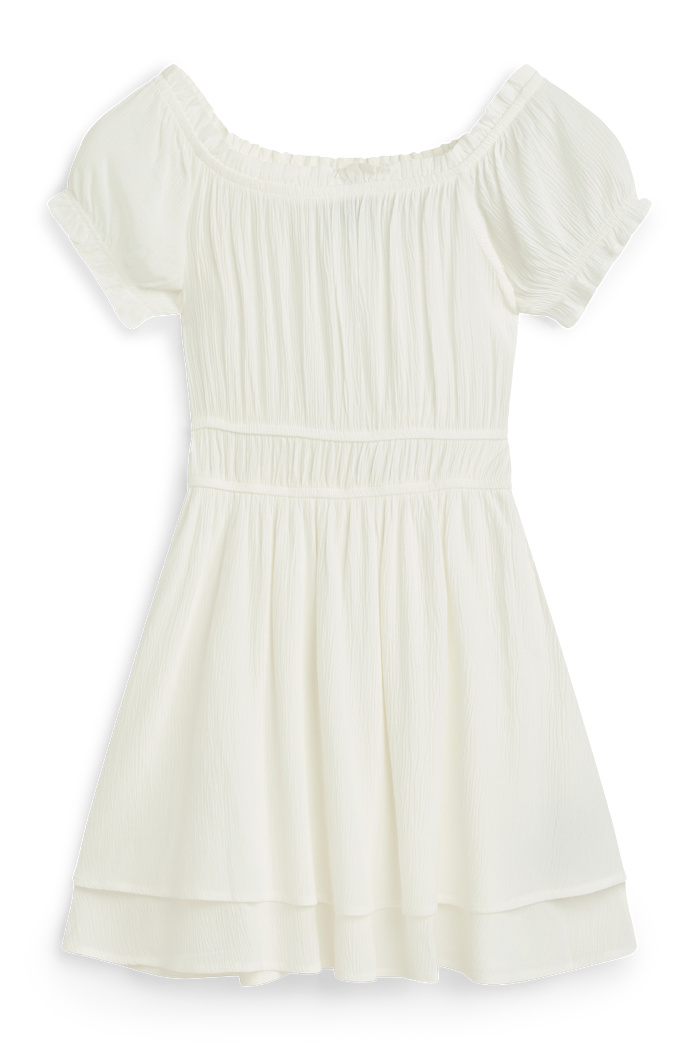 C&A Fit & Flare Kleid-strukturiert, Weiß, Größe: 44