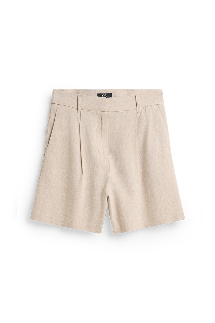 C&A Shorts-Mid Waist-Leinen-Mix, Beige, Größe: 40