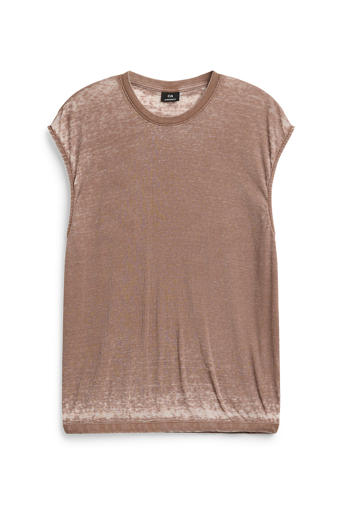C&A T-Shirt-Oversized-gerippt, Braun, Größe: M