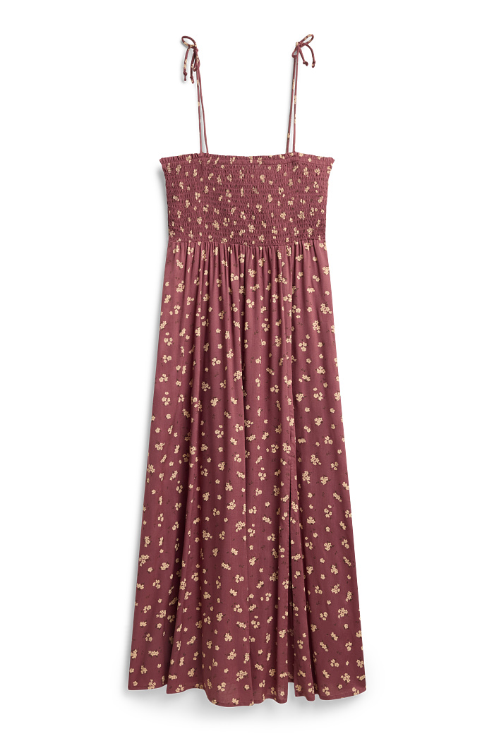 C&A Fit & Flare Kleid-geblümt-gesmokt, Rot, Größe: 42