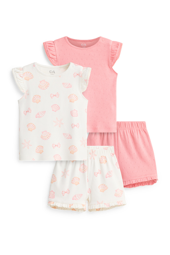 C&A Multipack 2er-Muschel-Baby-Pyjama-4 teilig, Weiß, Größe: 68
