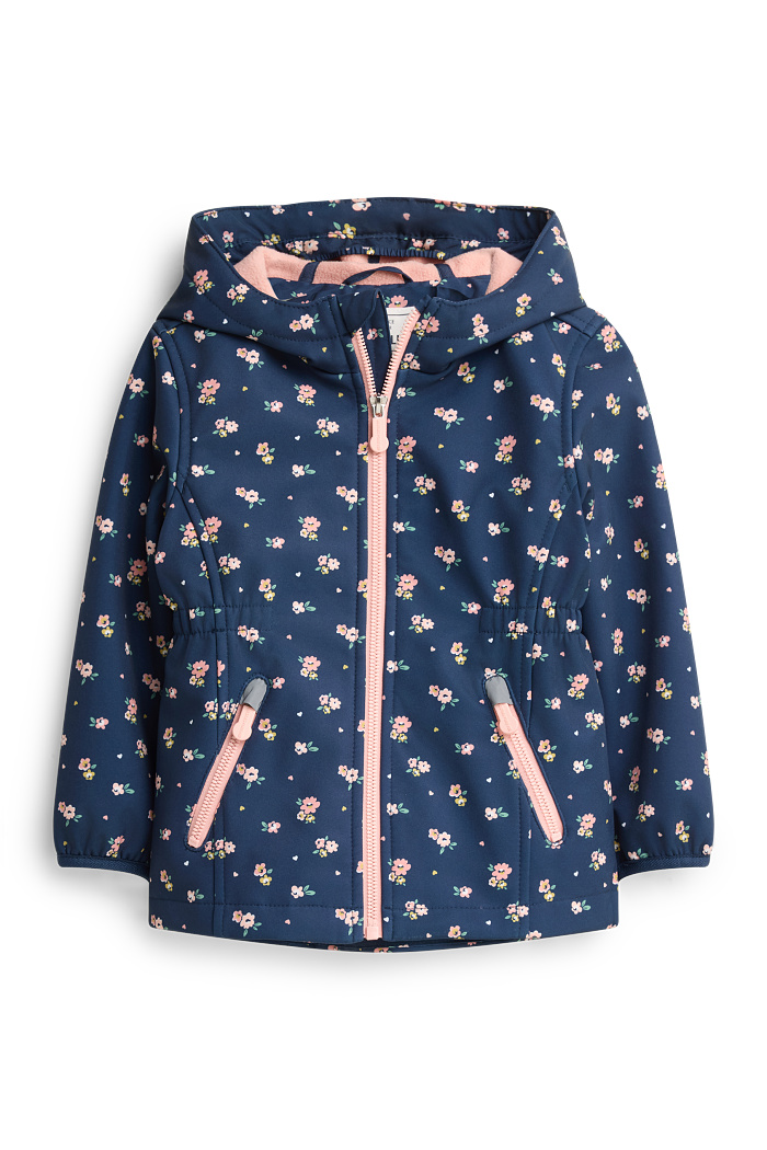 C&A Blume-Softshelljacke mit Kapuze-wasserdicht, Blau, Größe: 104