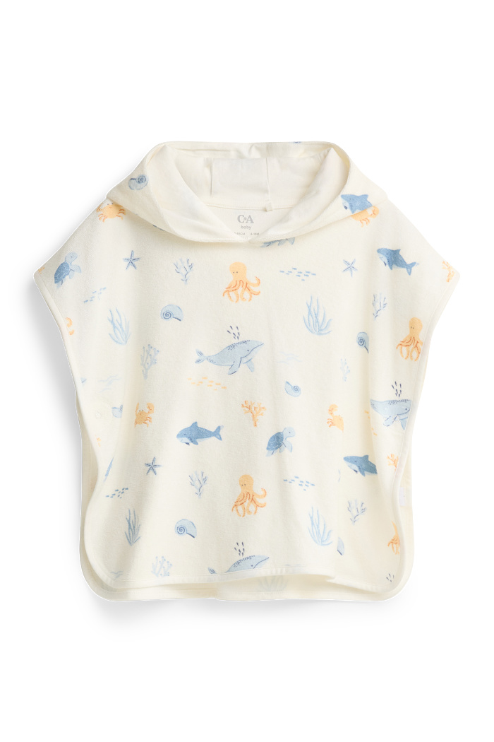 C&A Meer-Baby-Frottee-Badeponcho, Weiß, Größe: 68-86