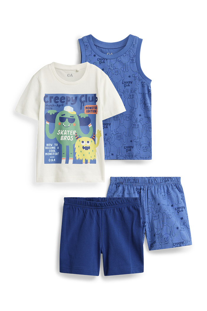 C&A Multipack 2er-Monster-Shorty-Pyjama-4 teilig, Blau, Größe: 122