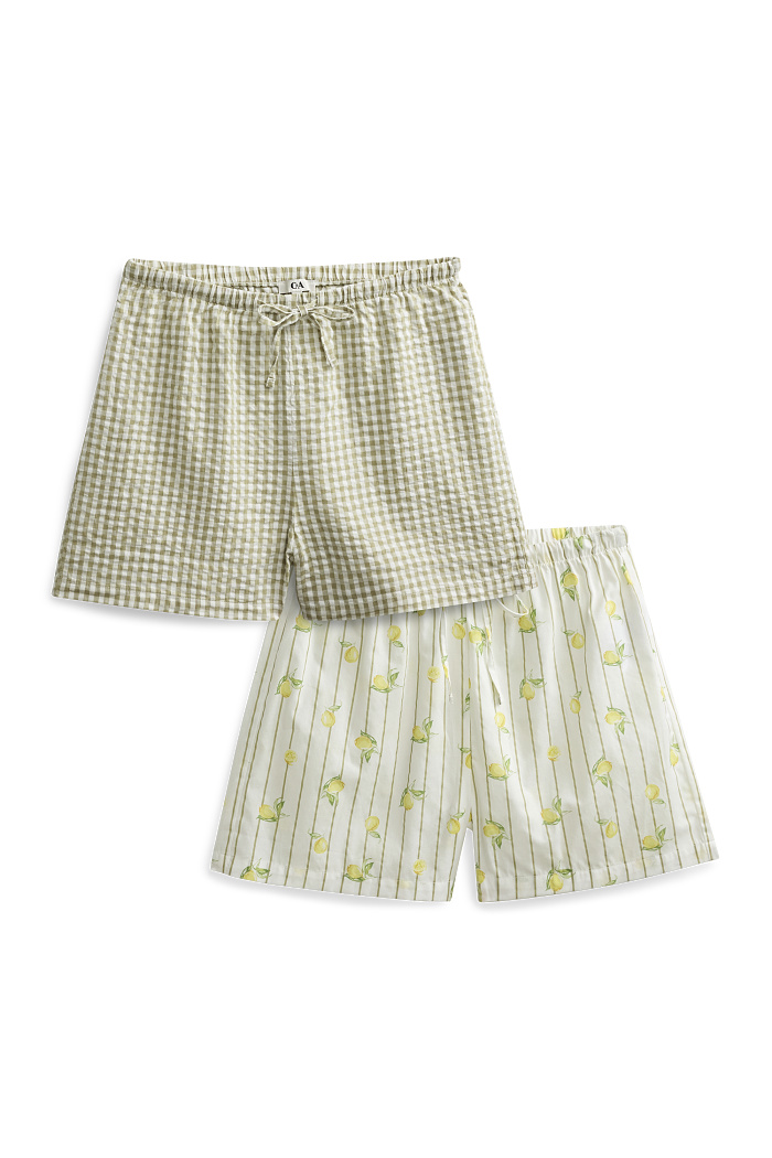 C&A Multipack 2er-Pyjama-Shorts-gemustert, Weiß, Größe: L