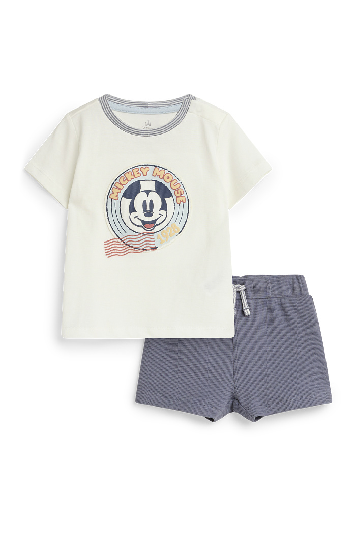 C&A Micky Maus-Baby-Outfit-2 teilig, Weiß, Größe: 86