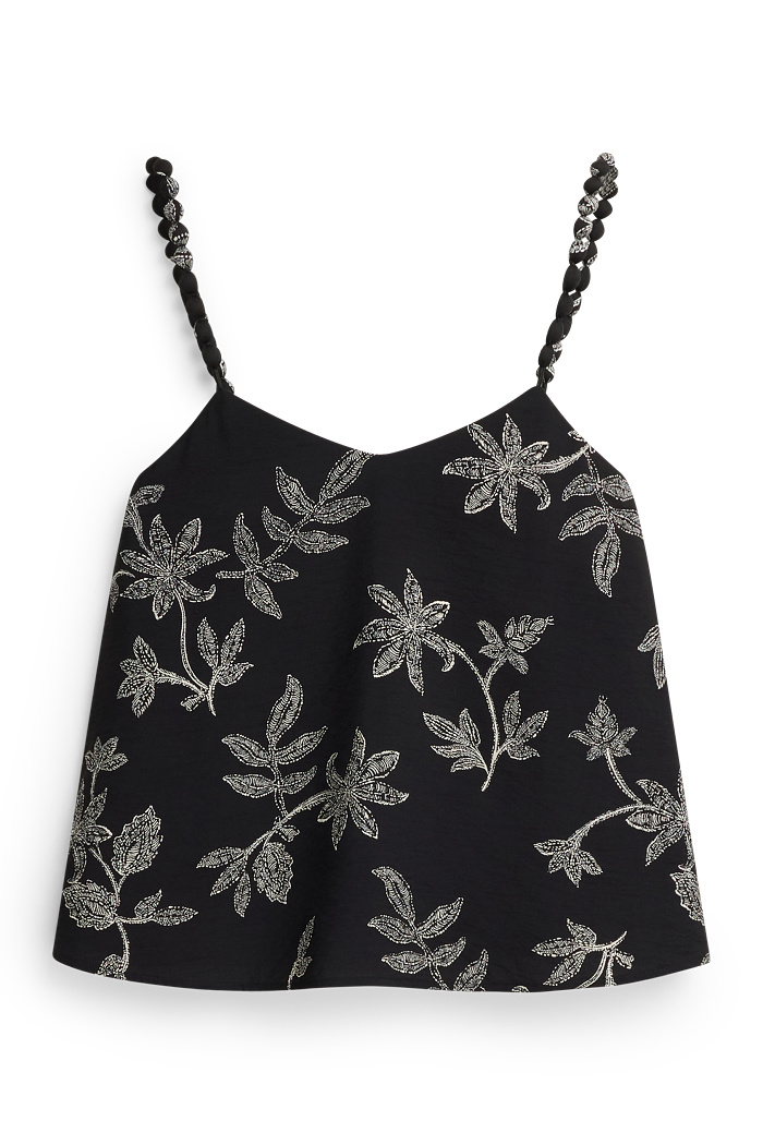 C&A Blusentop-geblümt, Schwarz, Größe: 36