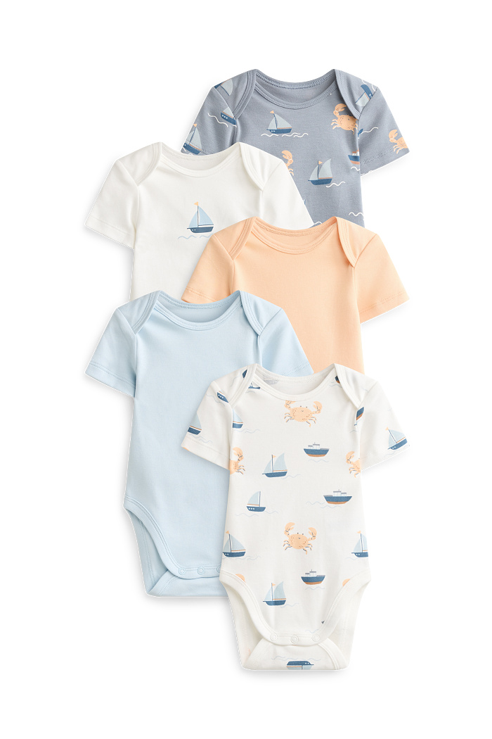 C&A Multipack 5er-Krebs und Schiffchen-Baby-Body, Orange, Größe: 62