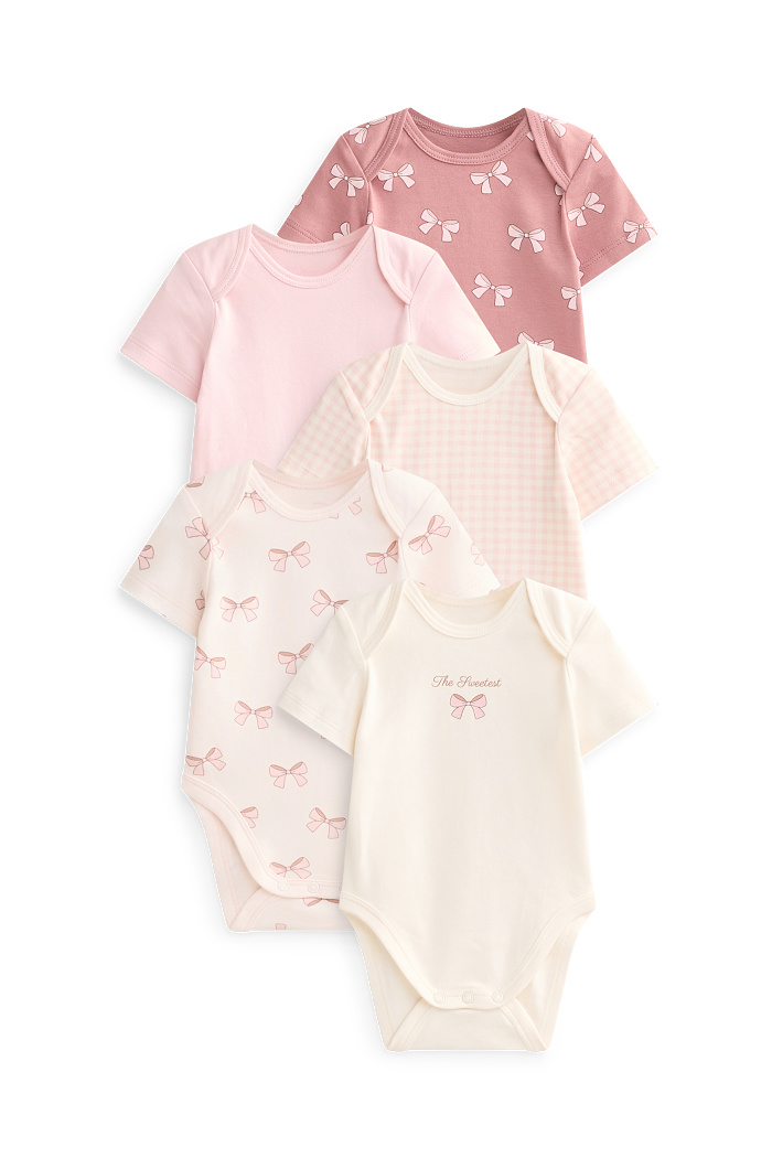 C&A Multipack 5er-Schleifchen-Baby-Body, Rosa, Größe: 74