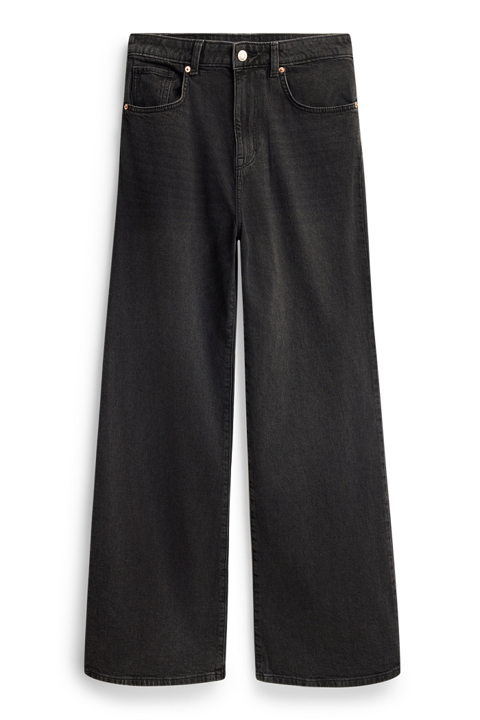 C&A Wide Leg Jeans-High Waist, Schwarz, Größe: 40
