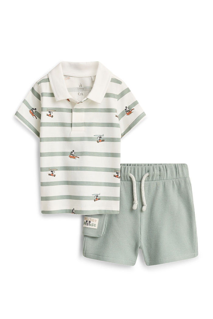 C&A Micky Maus-Baby-Outfit-2 teilig, Weiß, Größe: 98
