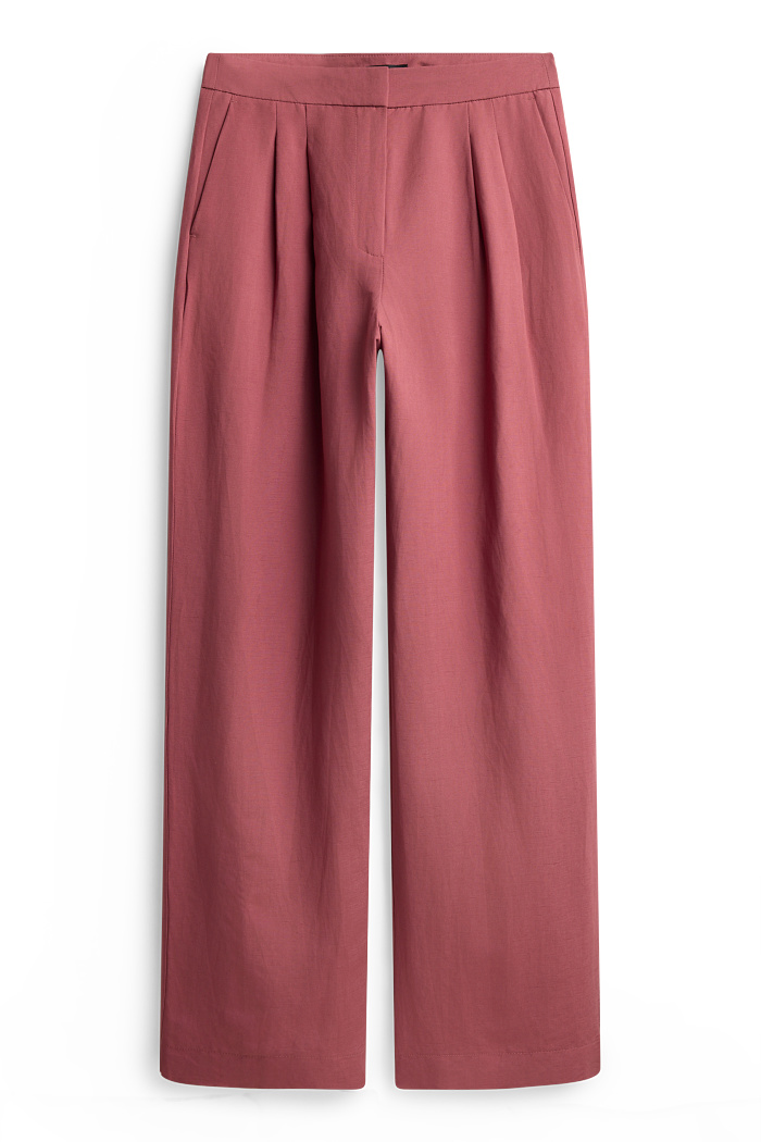 C&A Business-Hose mit Leinen-Anteil-High Waist-Regular Fit, Braun, Größe: 34