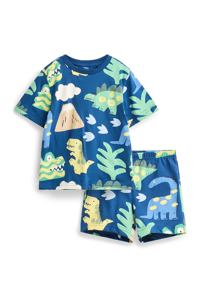 C&A Dino-Shorty-Pyjama-2 teilig, Blau, Größe: 128