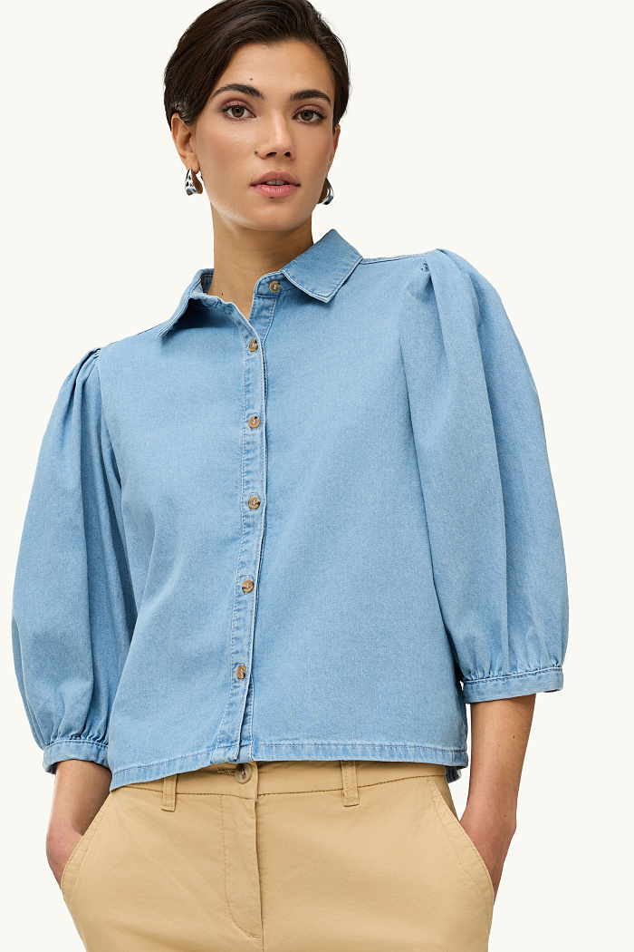 C&A Jeans-Hemdbluse, Blau, Größe: M