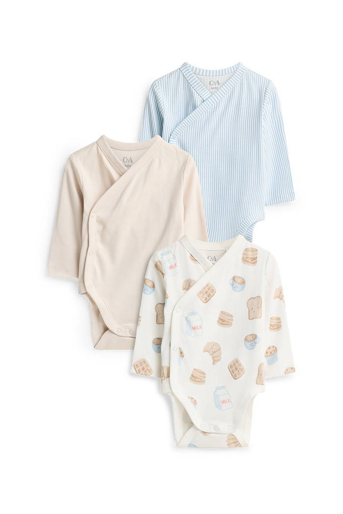 C&A Multipack 3er-Frühstück-Baby-Wickelbody, Weiß, Größe: 50