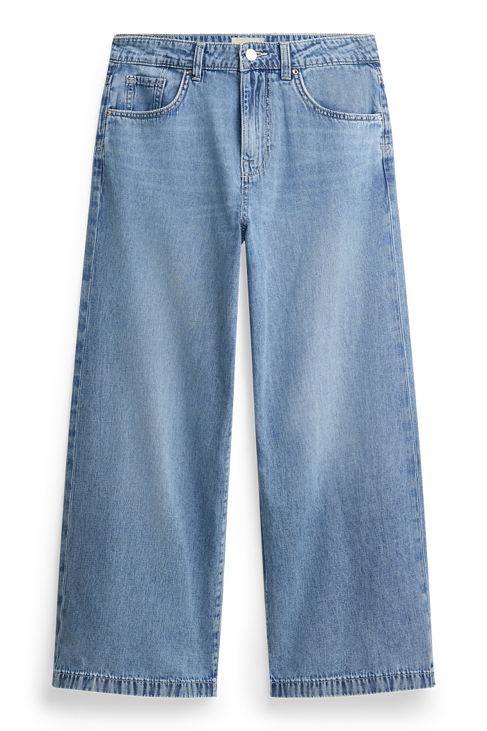 C&A Crop Wide Leg Jeans-Mid Waist, Blau, Größe: 48