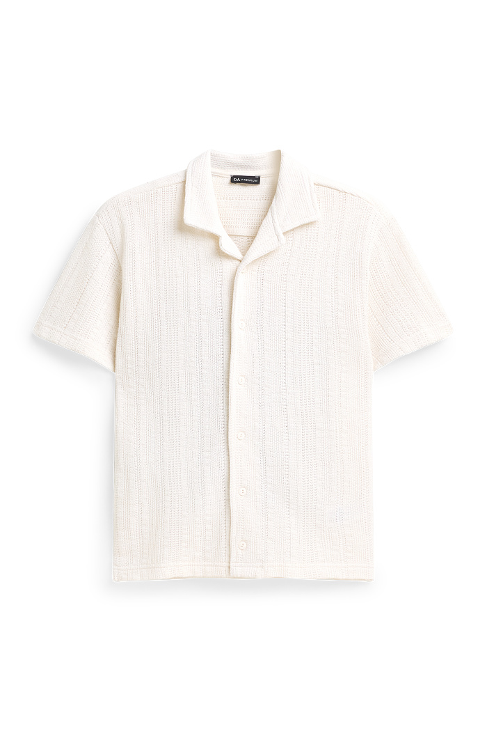 C&A Strick-Hemd-strukturiert, Weiß, Größe: 152