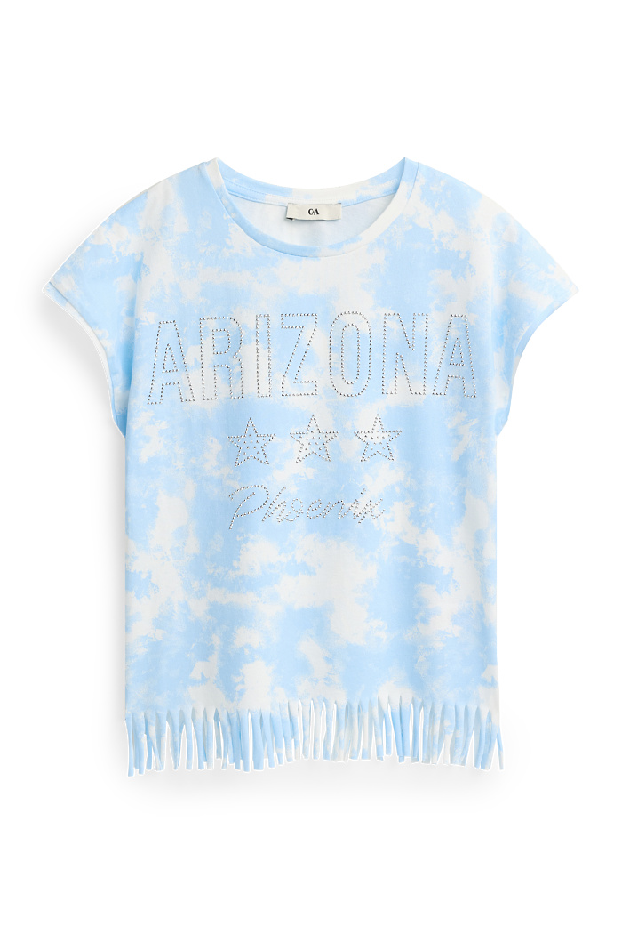 C&A Arizona und Wolke-Kurzarmshirt mit Strasssteinen, Blau, Größe: 170