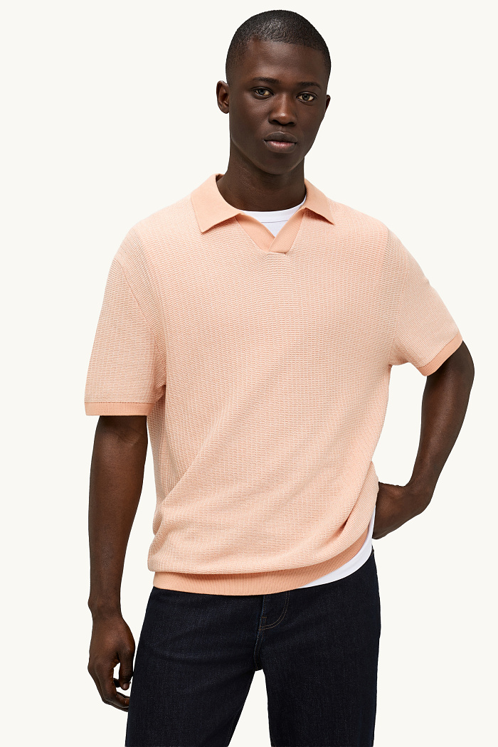 C&A Strick-Poloshirt-Relaxed Fit-strukturiert, Orange, Größe: S
