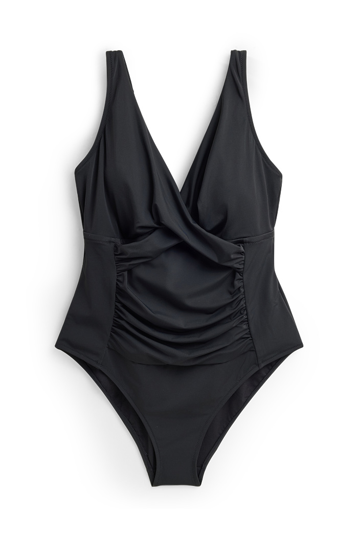 C&A Badeanzug mit Raffung-wattiert-LYCRA XTRA LIFE , Schwarz, Größe: 52