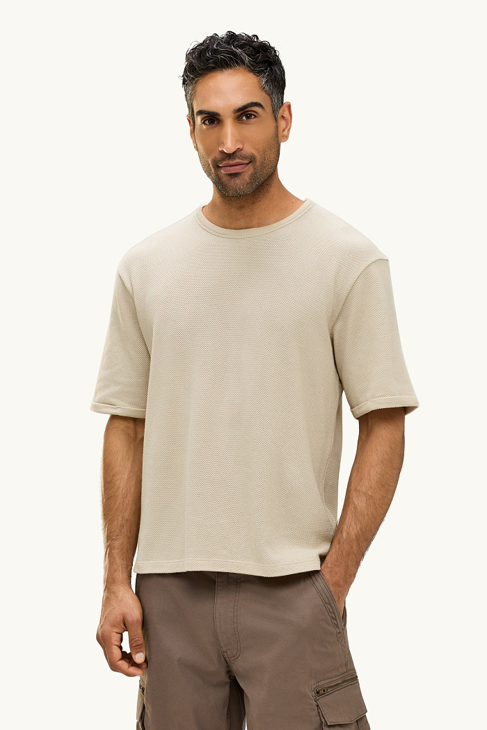 C&A T-Shirt-Relaxed Fit-strukturiert, Beige, Größe: M